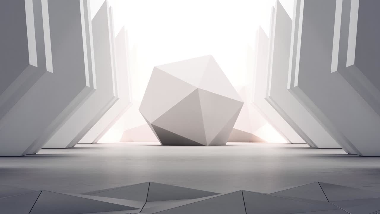 회색 콘크리트 바닥에 기하학적 모양의 구조, 홀 또는 현대 쇼에서 색 벽 배경, 미래 건축에 대한 건설 기술.