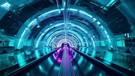 a futuristic tunnel with neon lights