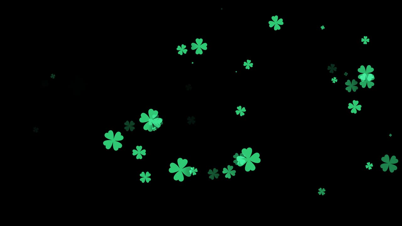 4k abstrakt loopbares kleeblatt, schwarzer hintergrund