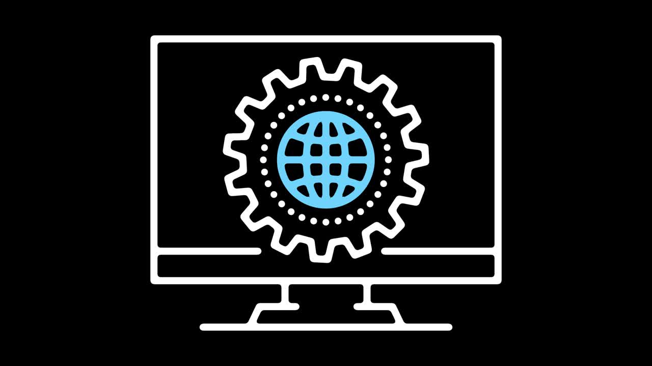animación del icono de línea del ecosistema de comercio electrónico con alfa