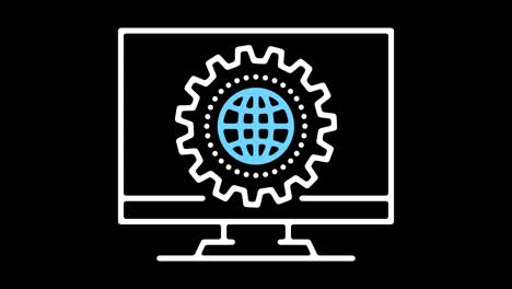 animación del icono de línea del ecosistema de comercio electrónico con alfa