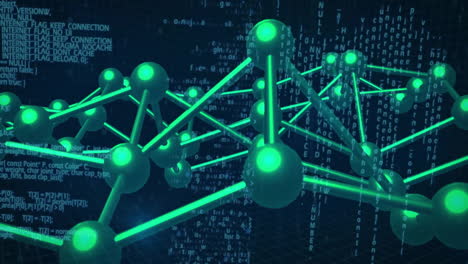 animation of network of connections with spots over data processing