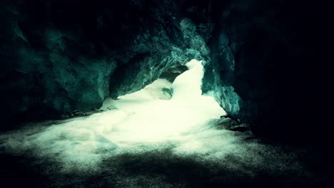 interior shot of ice glacier cave