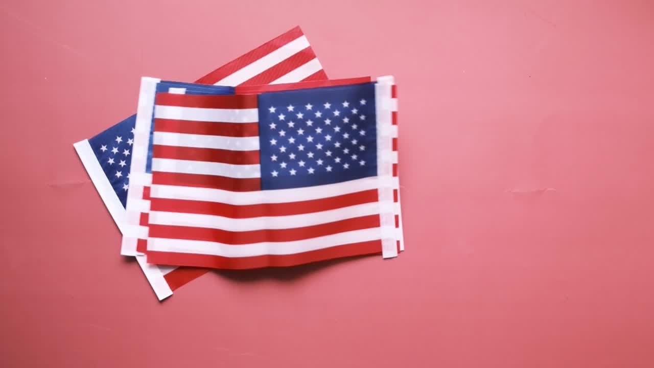 American Flags on Pink Background