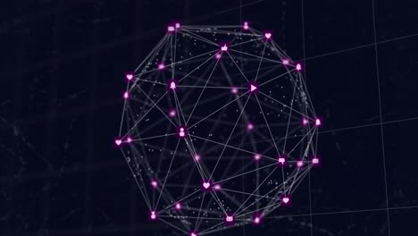 animación de la red de conexiones con iconos sobre cuadrados