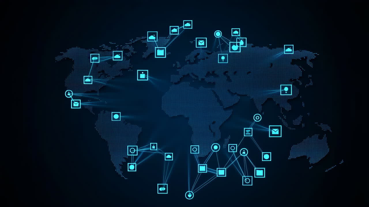 Global Network Connectivity and Data Transfer Across a World Map