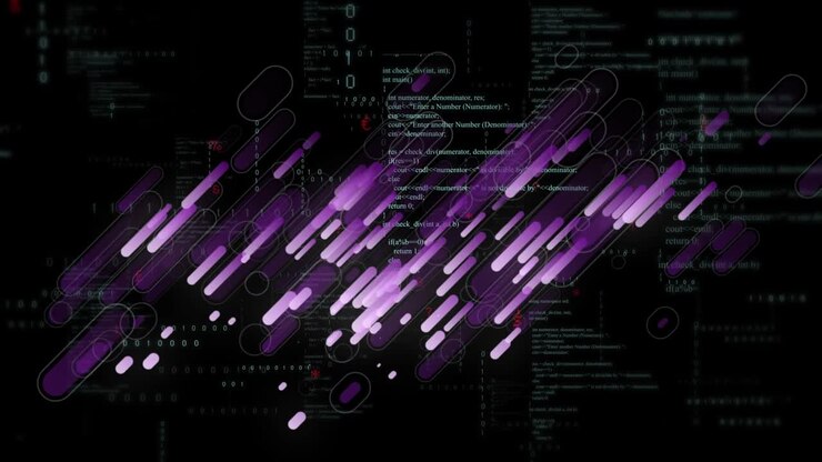 Animation of glitch and diverse data on black background