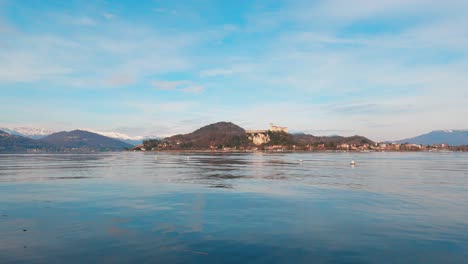 maggiore lake with angera castle in background