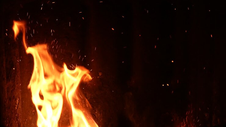 Partículas de fuego en cámara lenta