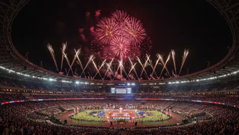 Spectacular Fireworks Illuminate the Stadium During an Unforgettable Night Event Filled with Joy, Celebration, and Enthusiastic Audience Participation