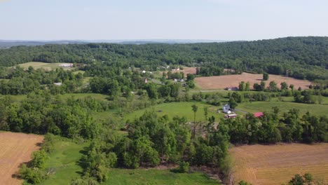 flying over the forested countryside of the state of pennsylvania