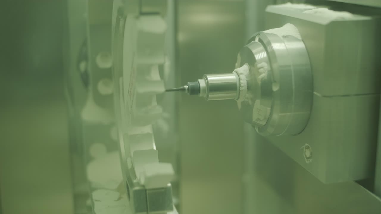 CNC Machine Cutting Zirconia Crowns from Unfired Zirconia