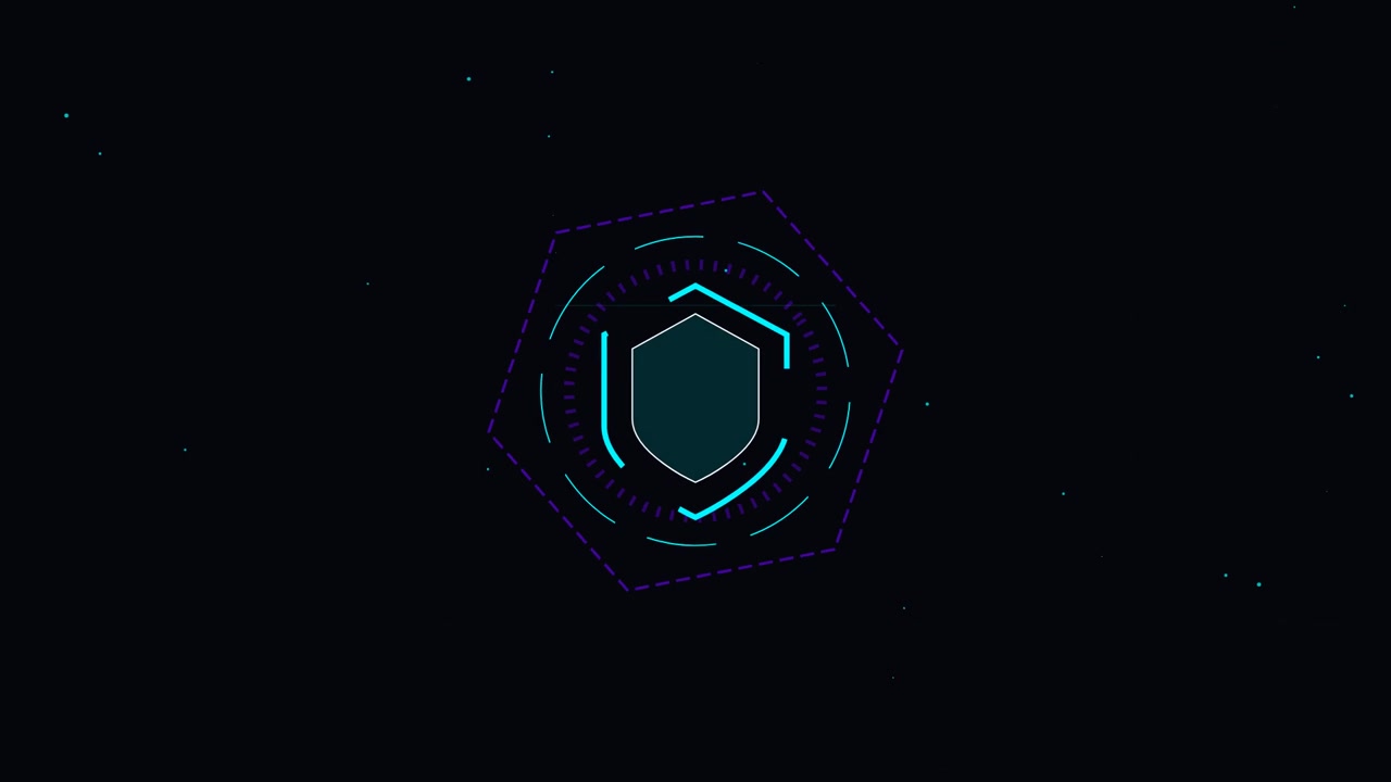 Digital Security Shield Icon with Futuristic HUD Interface