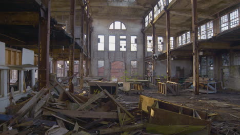 debris litters the floor of an abandoned factory in ohio