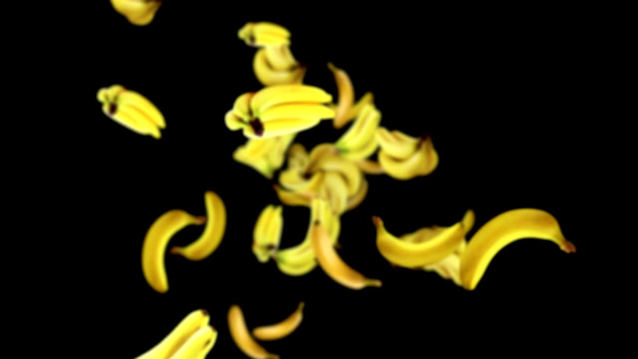 fondo de plátanos que caen, bucle, con el canal alfa