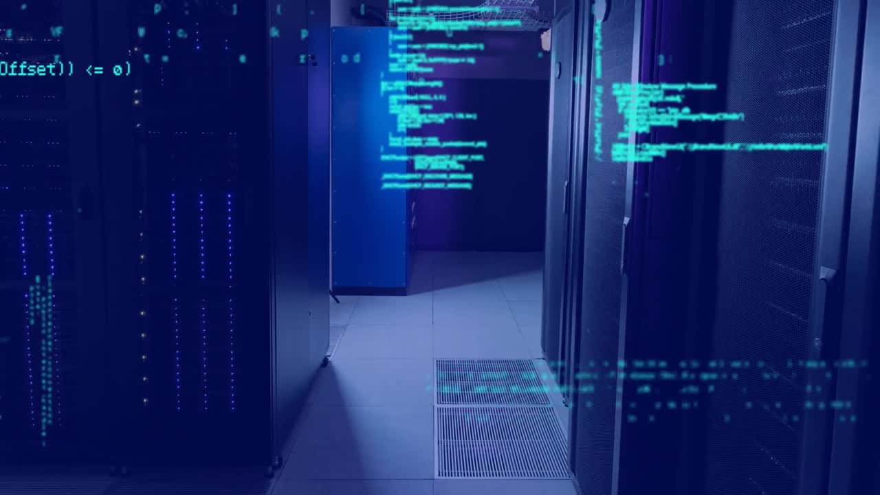 Animation of data processing over server room