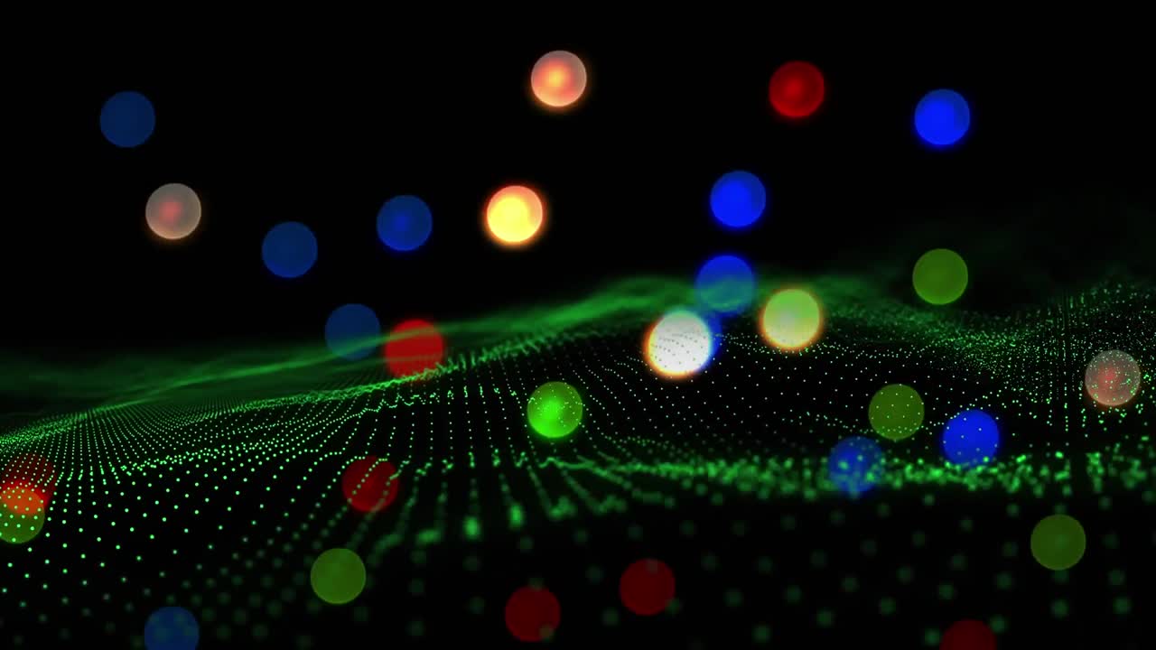 Animation of christmas lights over green laser