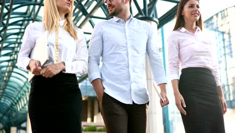 picture of young attractive business partners standing