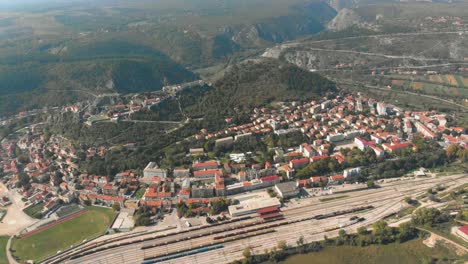 countryside landscape in croatia - aerial drone establishing view