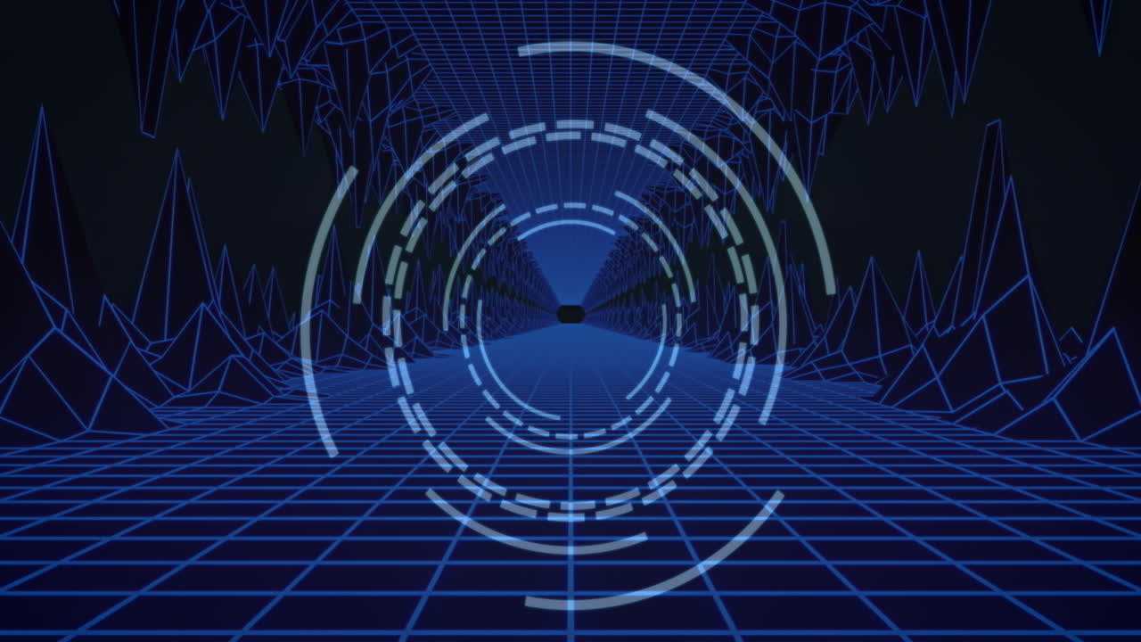 animación de escaneo de alcance y túnel sobre fondo negro