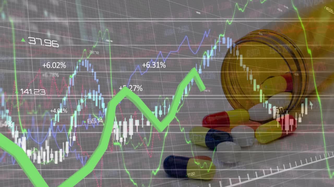 알약과 약물에 대한 데이터 처리 애니메이션