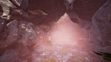 luz del sol dentro de una cueva misteriosa