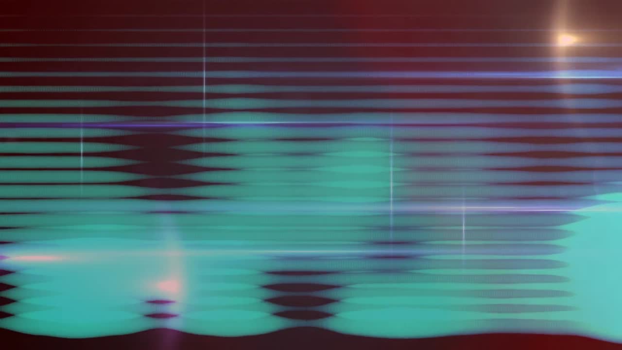 Animation of moving lights and glowing blue lines and shapes moving over black background