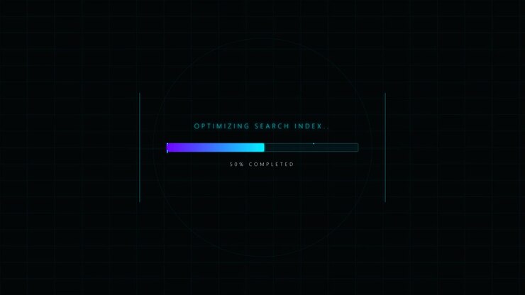 Digital Progress Bar Loading Search Index on Dark Background