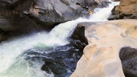 strong river water flow forming pothole erosion at god's bath swirling basin