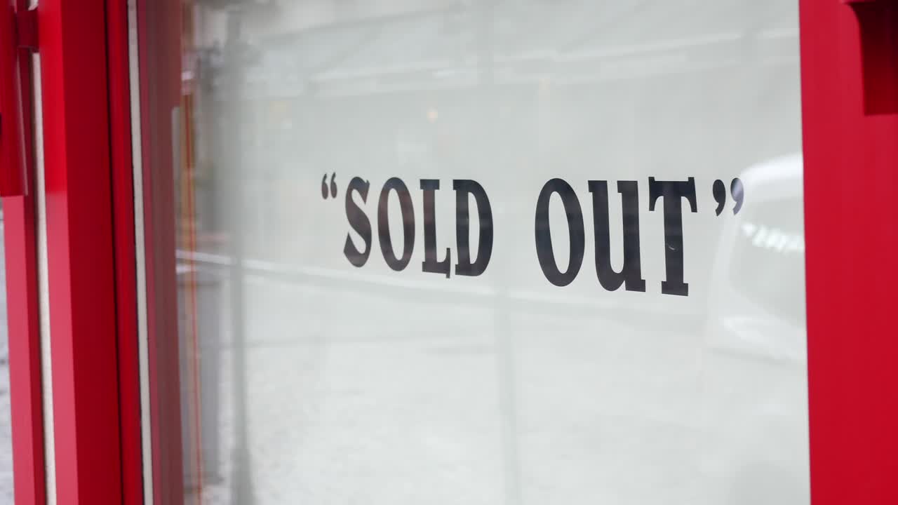 Sold Out Sign on a Shop Window