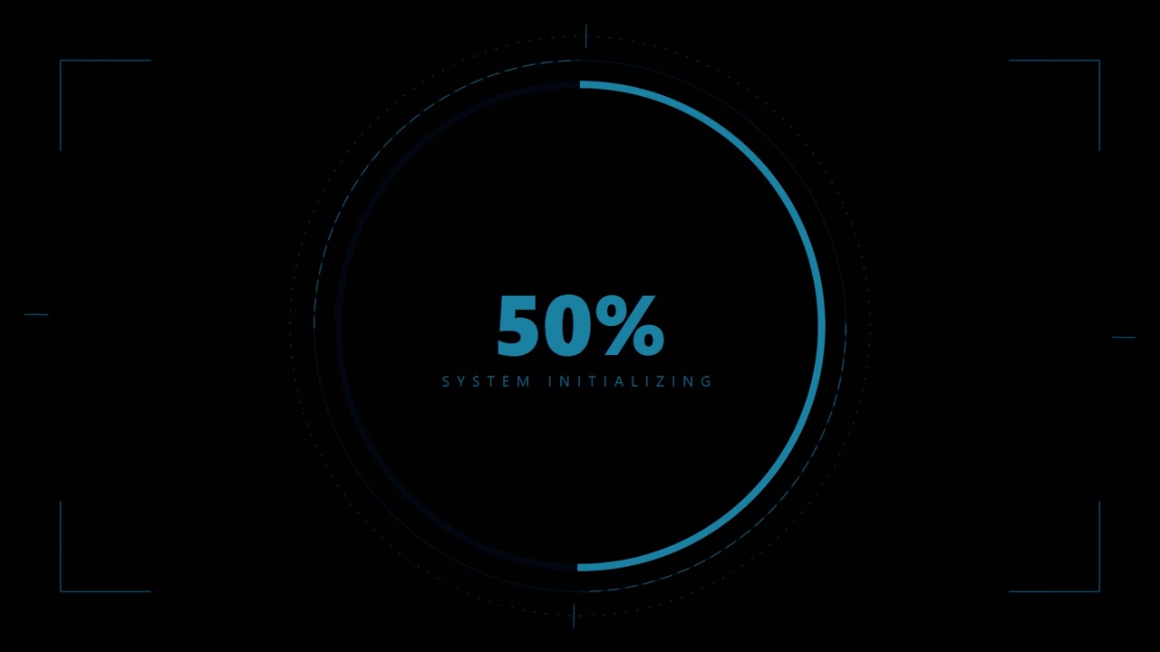 Digital Loading Progress Circle with System Initializing Text