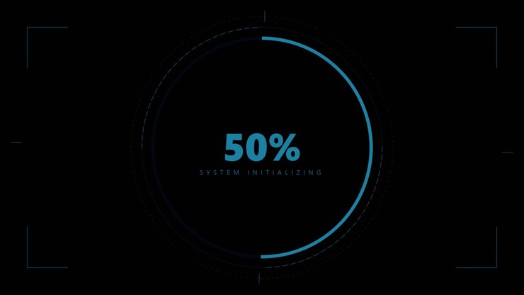 Digital Loading Progress Circle with System Initializing Text