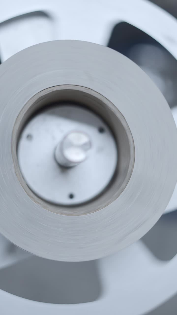 Close-up of a rotating industrial reel