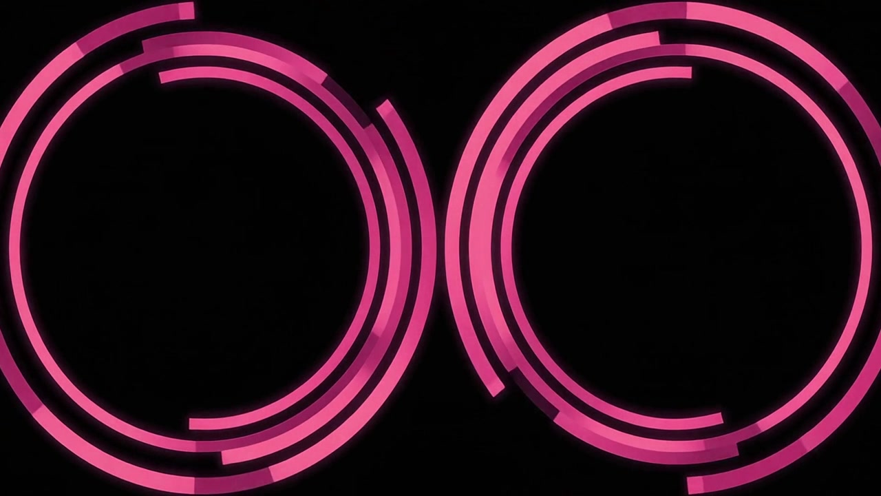 Abstrakte rosa kreisförmige Ladeanimation auf schwarzem Hintergrund