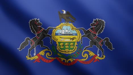 3d flag of state pennsylvania fluttering in the breeze background. 4k animated seamless loop video clip in a realistic way