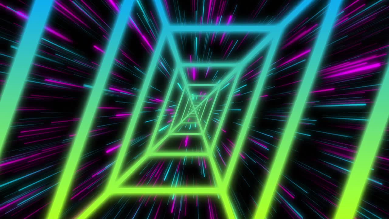 animación de patrón de neón azul y amarillo que se mueve en movimiento hipnótico en un bucle sin costuras