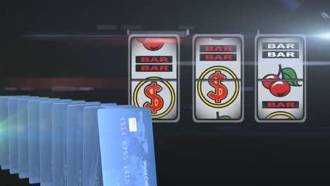 animation of credit card and casino fruit machine