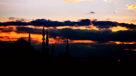 timelapse view of istanbul cityscape with famous suleymaniye mosque at sunset