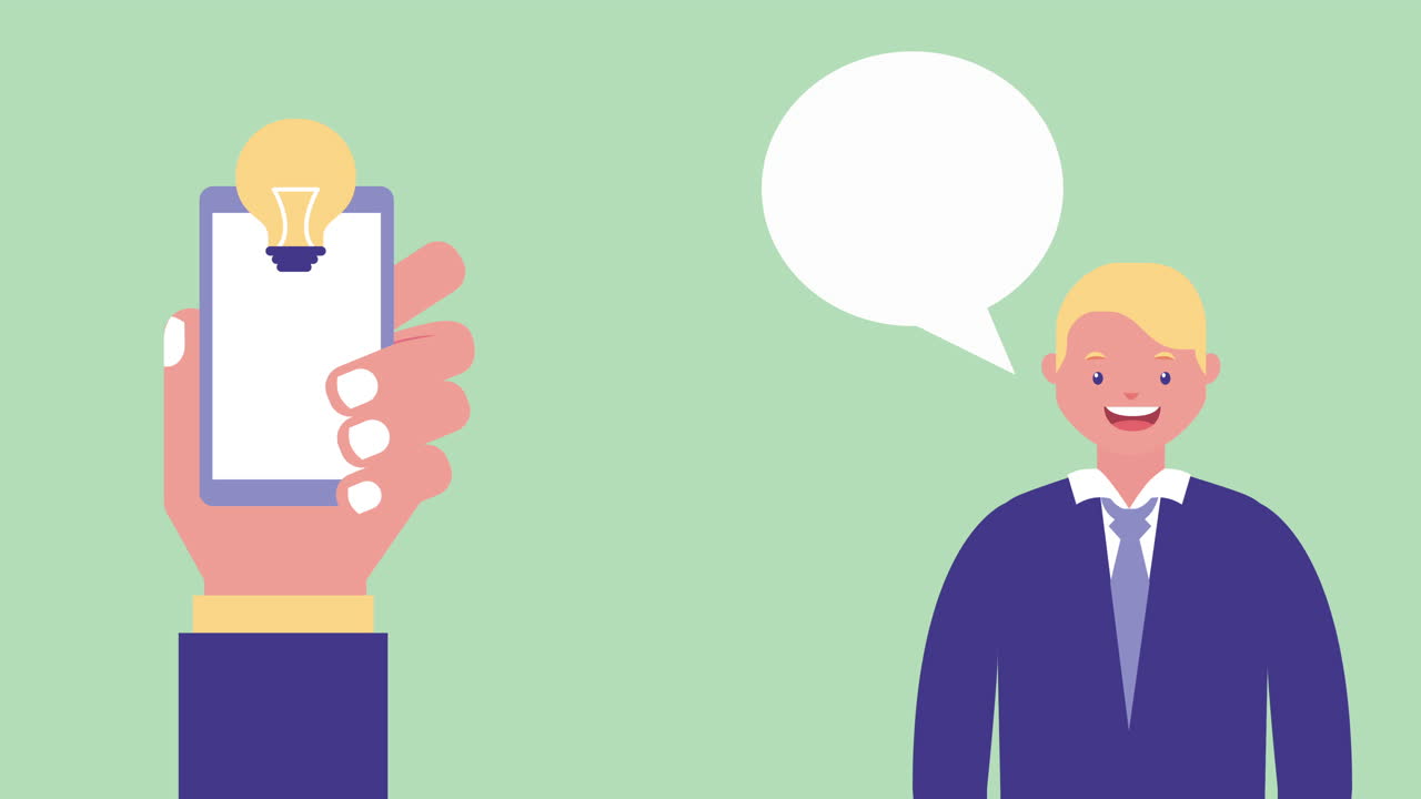 businessman with smartphone and speech bubble