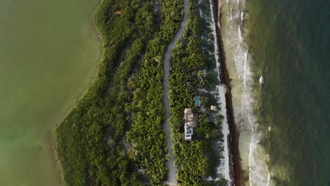 toma aérea de hermosas costas, inclinándose hacia arriba
