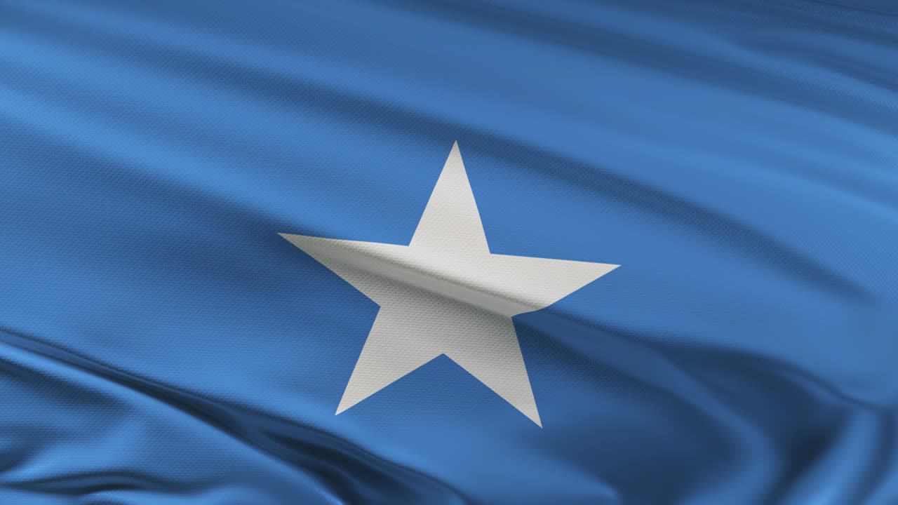 la bandera de somalia ondeando en el viento seamles bucle animación 3d. resolución 4k.