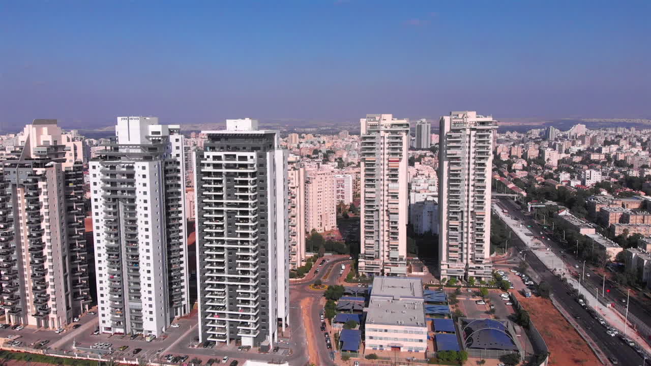 Aerial footage over Israel City petah tikva