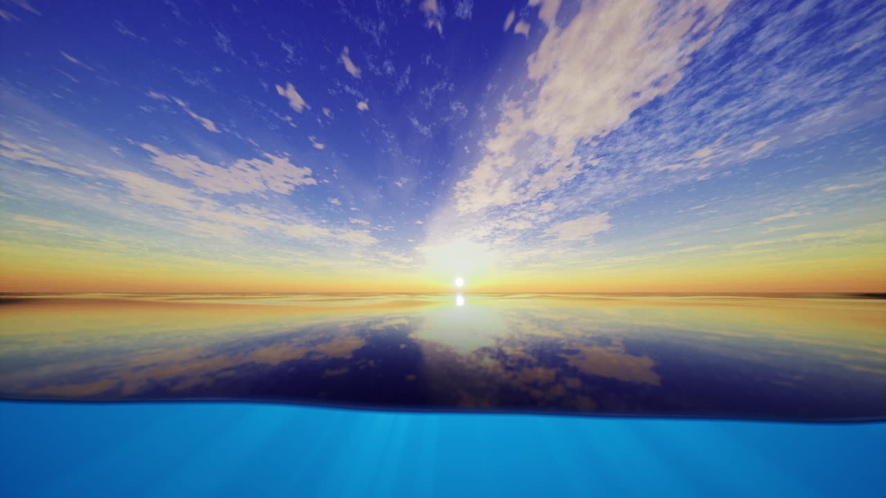 Vibrant sunset over the calm ocean creating a breathtaking horizon