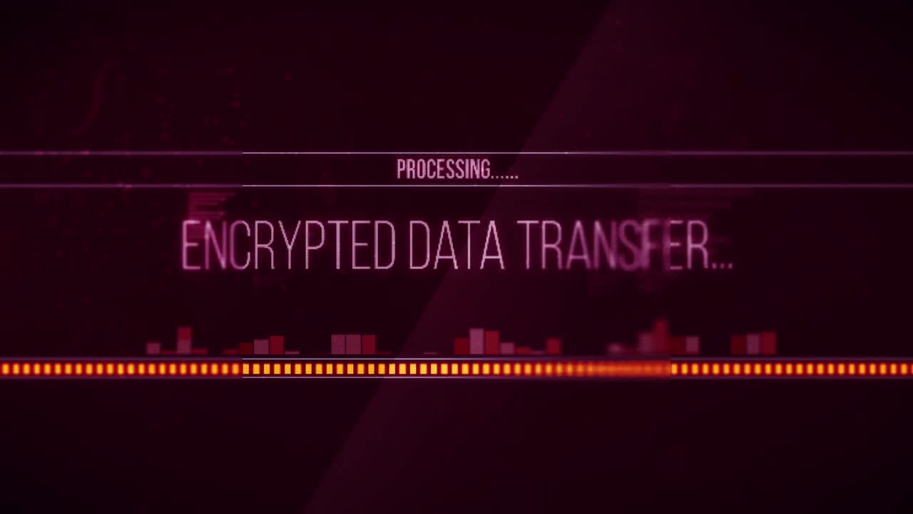 암호화된 데이터 전송 처리 텍스트 플래싱 디지털 인터페이스의 애니메이션