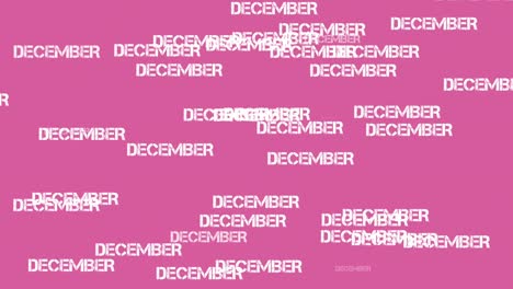 december text animation falling on pink background.rain of text cartoon animation