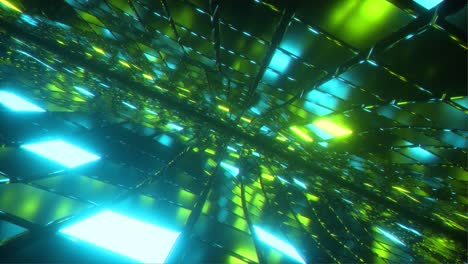 túnel verde futurista abstracto con luces de neón