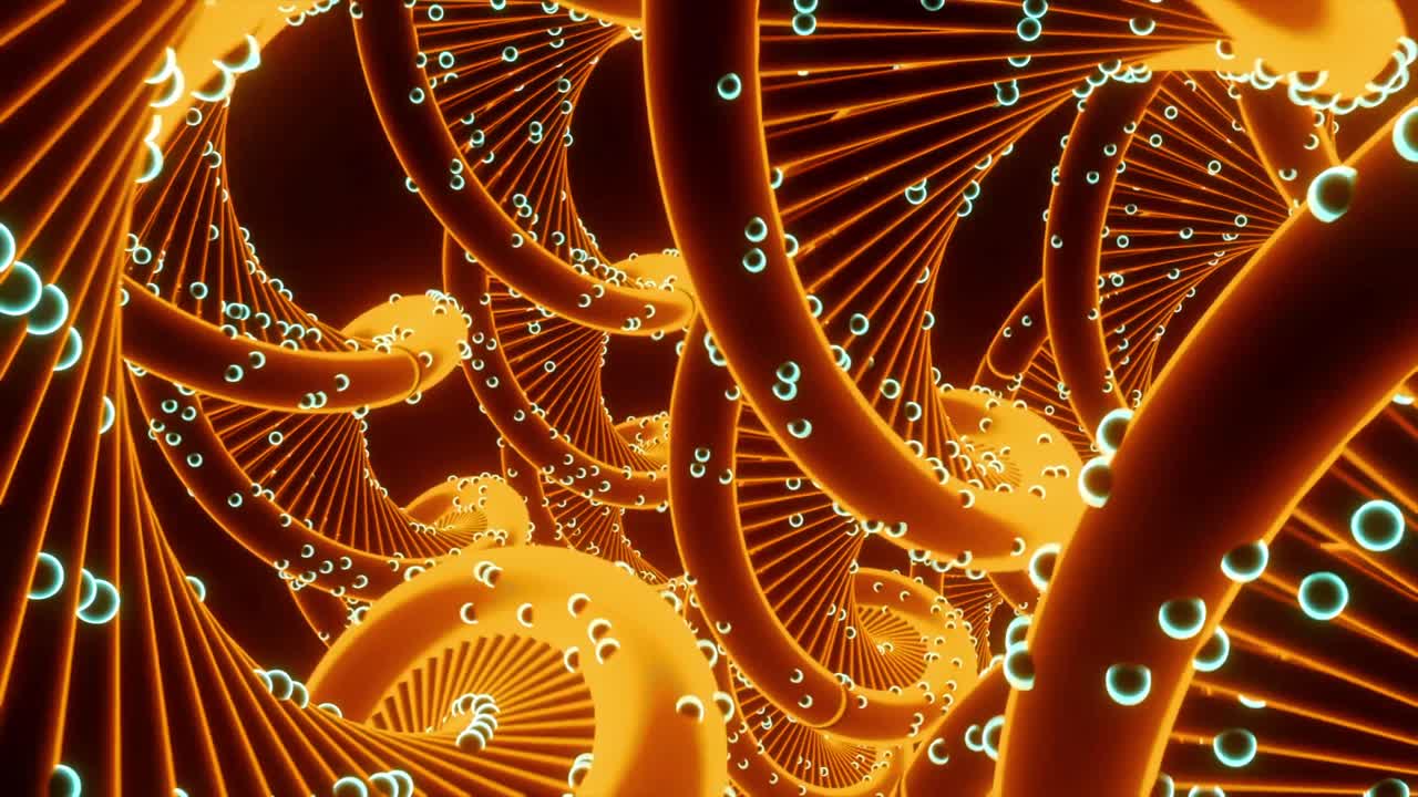 Abstract 3D Render of Glowing DNA Double Helix