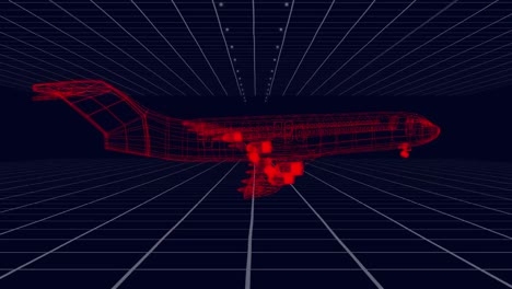 animación de un dibujo técnico 3d de un modelo de avión