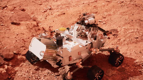 el rover de marte perseverance explorando el planeta rojo. elementos proporcionados por la nasa.