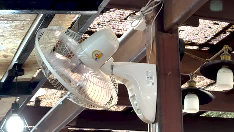 rotating fan under wooden beams in thailand